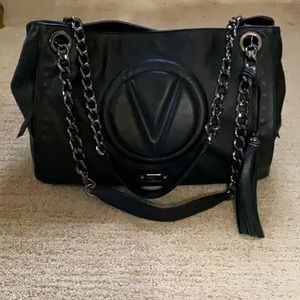 Valentino Black Leather Bag Black Hardware Large